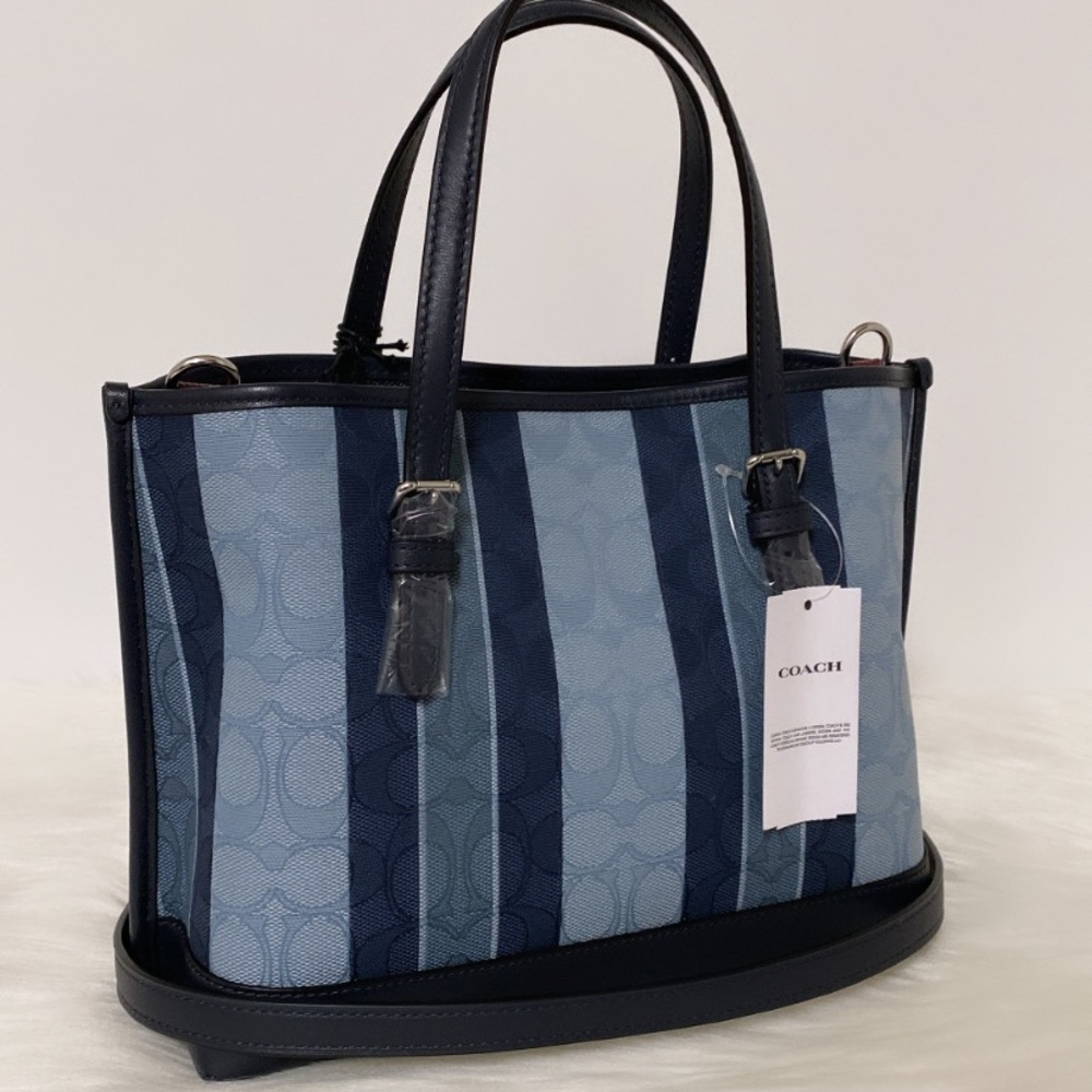 New💃Coach Mollie Tote 25 In Signature Jacquard With Stripes - Picture 8 of 12